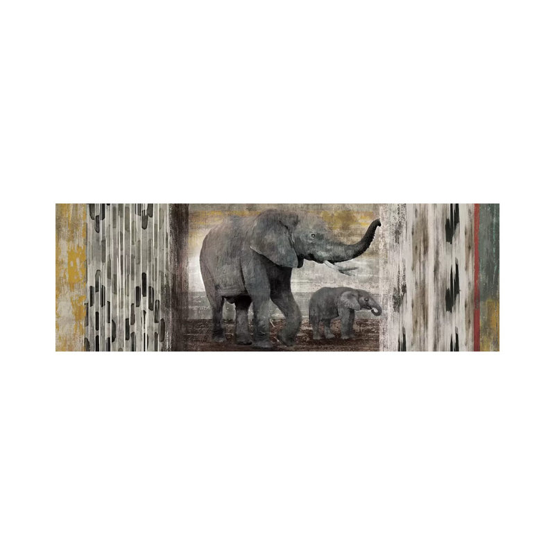 Tribal Elephants 1 Piece Wrapped Canvas Panoramic Wall Art, 182.88 cm H x 60.96 cm W