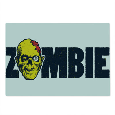 Ambesonne Zombie Cutting Board Large Size Dead Human Face Dark Blue Yellow