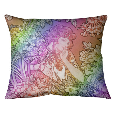 Coussin lombaire à fleurs alphonse mucha
