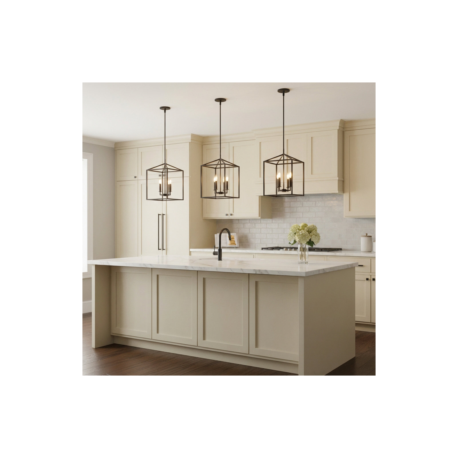 Ellis 4 - Light Dimmable Lantern Chandelier, 18.5" H x 12.25" W x 12.25" D, No, Midnight Black