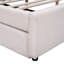Grand lit plateforme tapissier avec lit gigogne simple TG - Beige pour une chambre à coucher intemporelle et charmante-1439178390