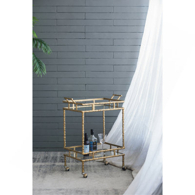 23.5X13.5X30" Twig Bar Cart, Antique Brass