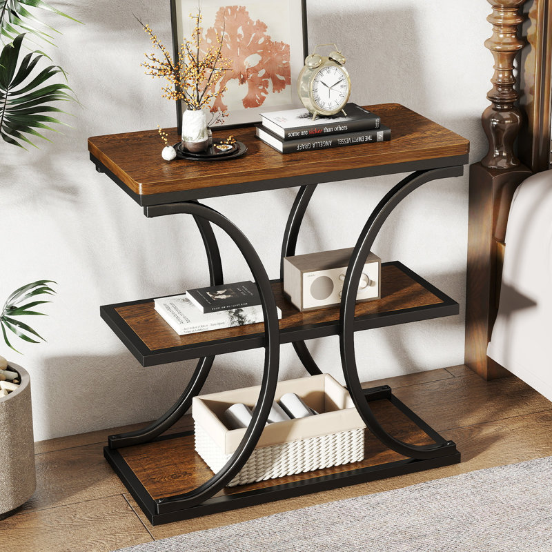 3-Tier End Table & Wood Side Table with Storage