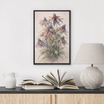 «Pastel Coneflower Botanical Garden Floral Decor», reproduction d'art sur toile encadrée