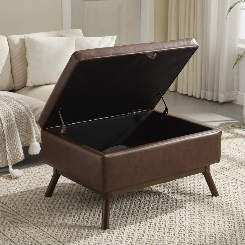 Table basse avec rangement, repose-pieds, Polyuréthane brun