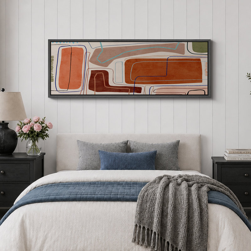 Impression sur toile encadrée orange et brun, H 20 po x l 60 po, Noir, noir, noir, noir