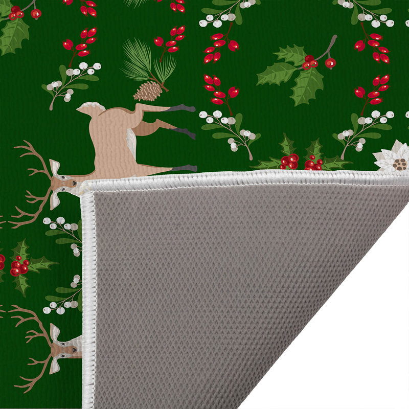 Tapis de bain Botanical Deer, Simple - L 34 po x l 21 po, Vert