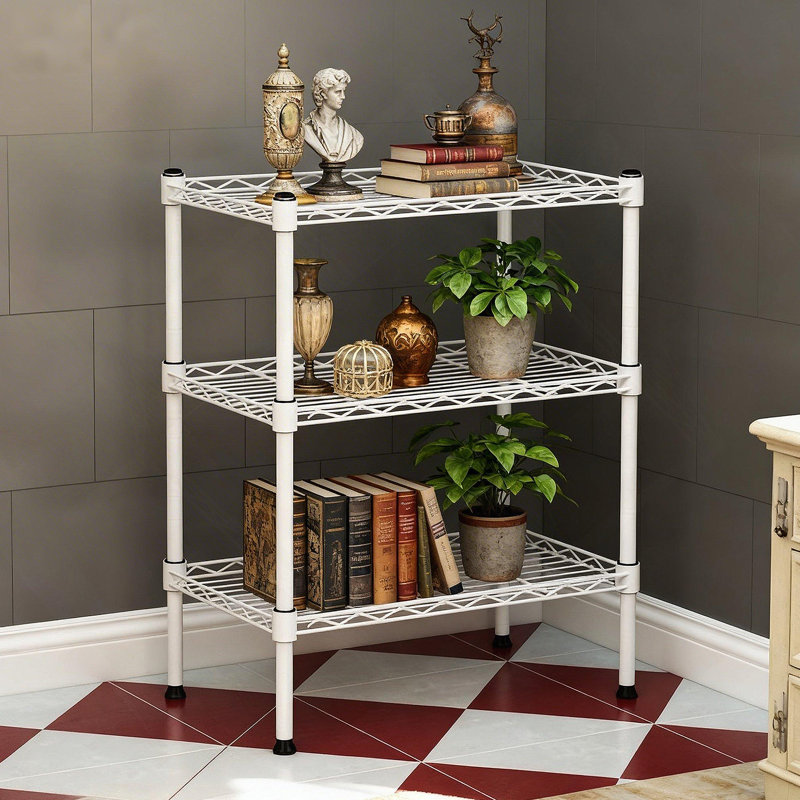 Multi Purpose Metal Storage Rack With 3 Layers, Living Room Storage Shelf, Bathroom Towel Shelf, Laundry Room Organizer, Kitchen Pantry Rack Save Space, White Color