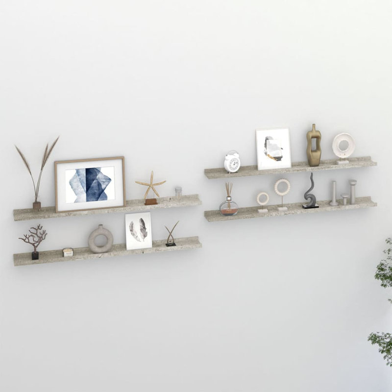 Floating Shelf, 1.2" H x 39.4" W x 3.5" D, Concrete Gray