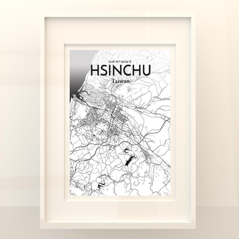 Hsinchu City Map In Ink - No Frame Print, 24cm H x 18cm W x 0.05cm D
