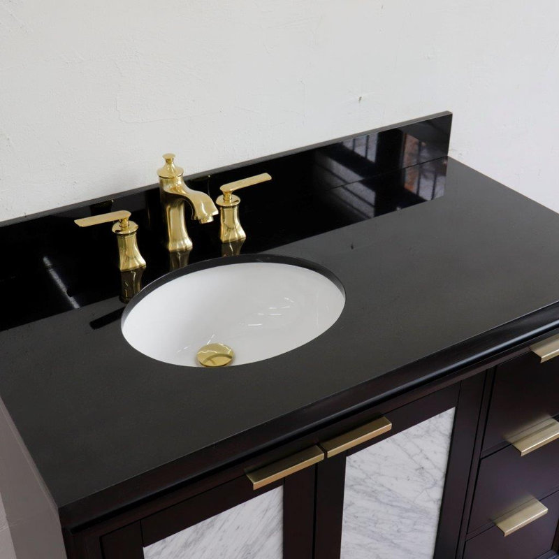 Ensemble de meuble-lavabo simple 43 po avec miroir Schreck, Noir, Noir