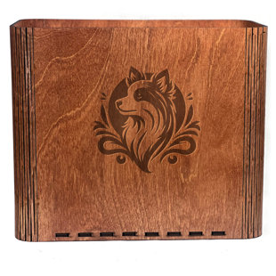 Slim Trash Can - Dog - Wooden Garbage Bin for Bedroom