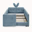 Lit plateforme tapissier simple avec tête de lit en forme d'oreille de lapin, barrière de sécurité et poche de rangement, tissu bleu bouclé durable bleu ciel-1785787419