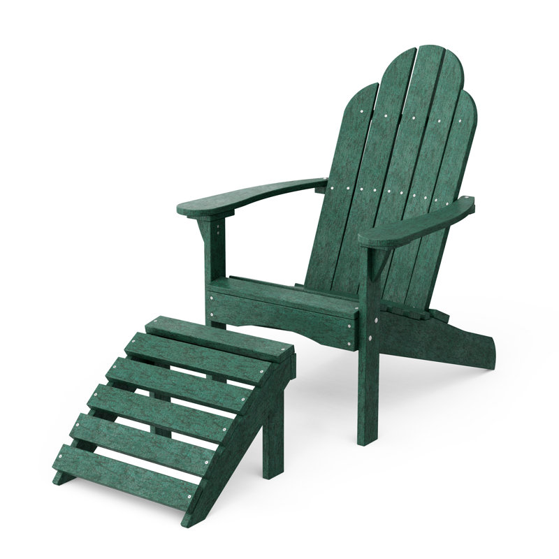 Classic Adirondack Chair with Ottoman, Turf Green