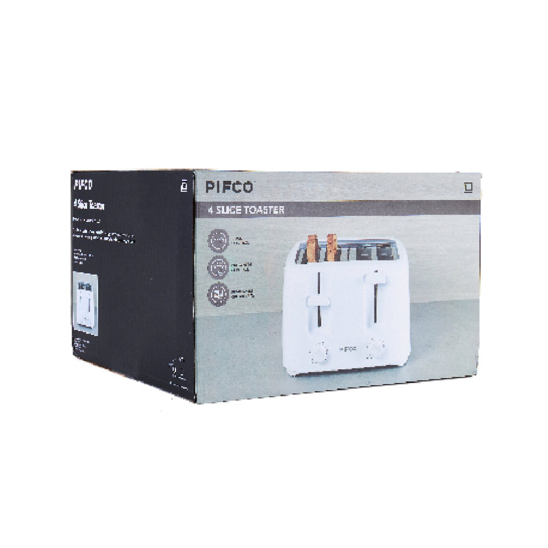 Essentials White Toaster 4 Slice - Dual Control With 6 Browning Levels & Anti-Jam Function - Easy To Clean With Removable Crumbs Tray 1400W