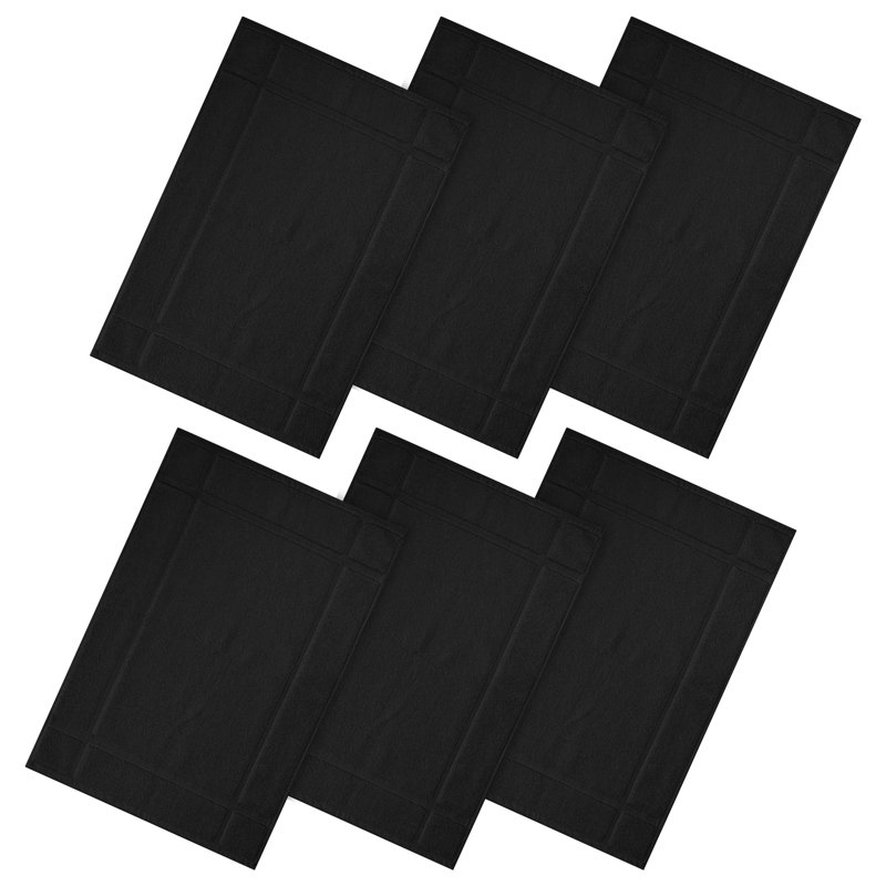 Tapis de bain 100% coton 1350 g / m² pour plancher de salle de bain, Noir, L 24 po x L 17 po