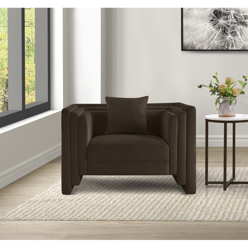 Everett Jalice Chenille Fabric Upholstered Chair, Brown Chenille Fabric