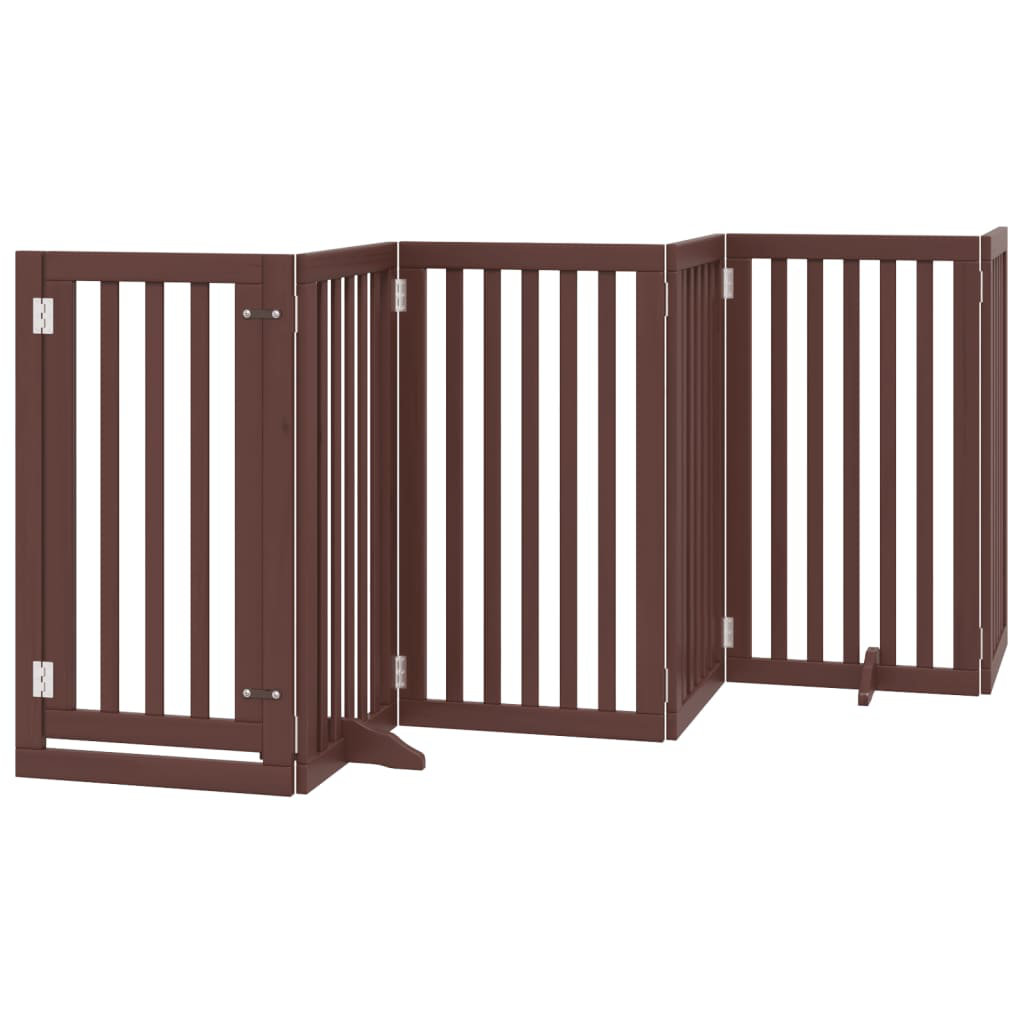 Archie & Oscar Dog Gate With Door Foldable 12 Panels Brown 600 Cm Poplar Wood