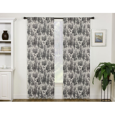 Plymouth toile black and white single curtain panel