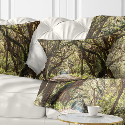 Tunnel à arbres dans la baie de Botany - Coussin décoratif à imprimé paysage