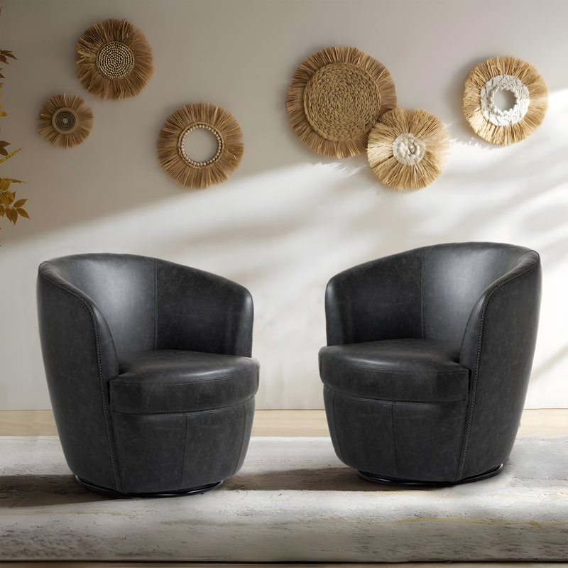 Ensemble de 2 chaises d'appoint en polyuréthane et coussins souples Aunna, Similicuir noir