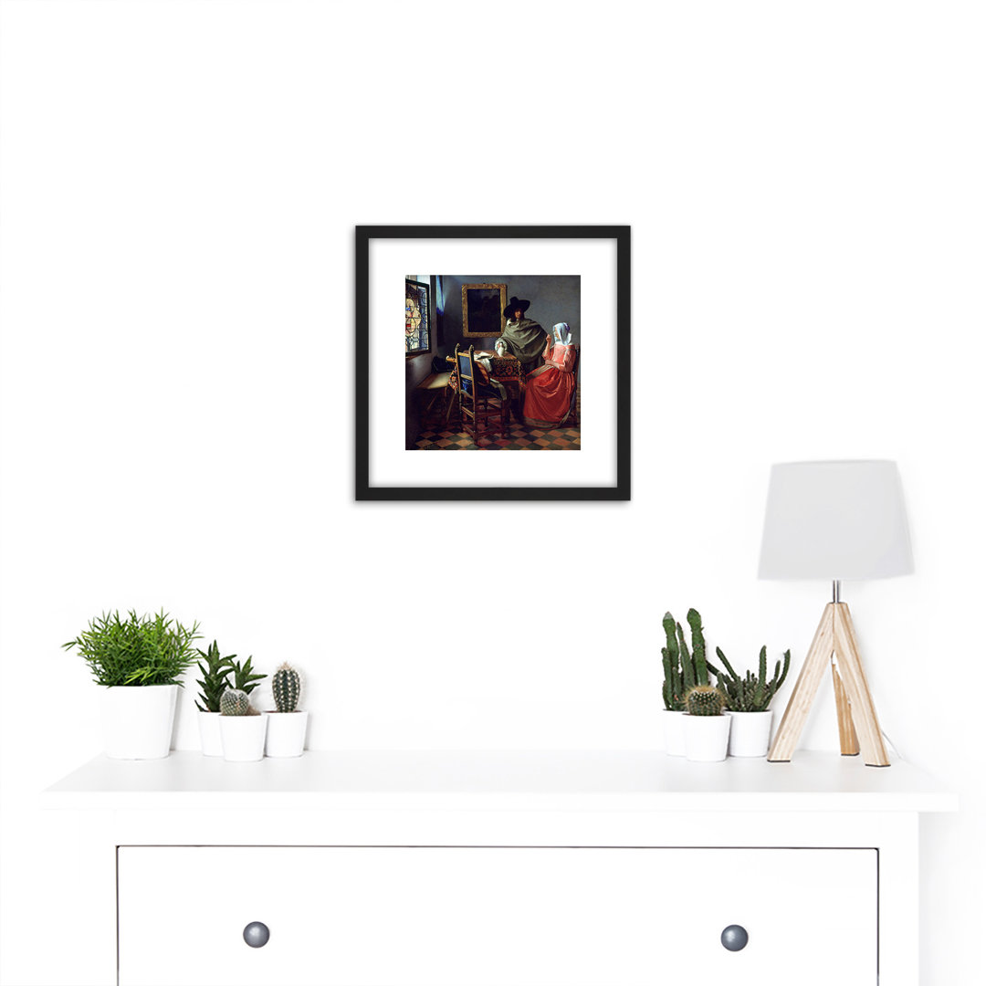 Jan Vermeer Van Delft the Glass of Wine by Johannes Vermeer - Picture Frame Painting