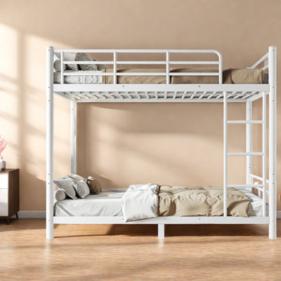 Lits superposés jumeaux XL gain de place, en métal blanc moderne, pour chambre ou dortoir