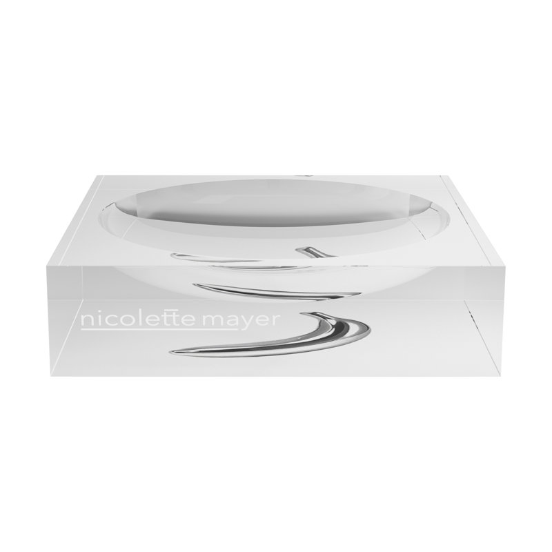 Chrome Banana White Acrylic Candy Catchall Dish, 6"W x 6"D x 2"H