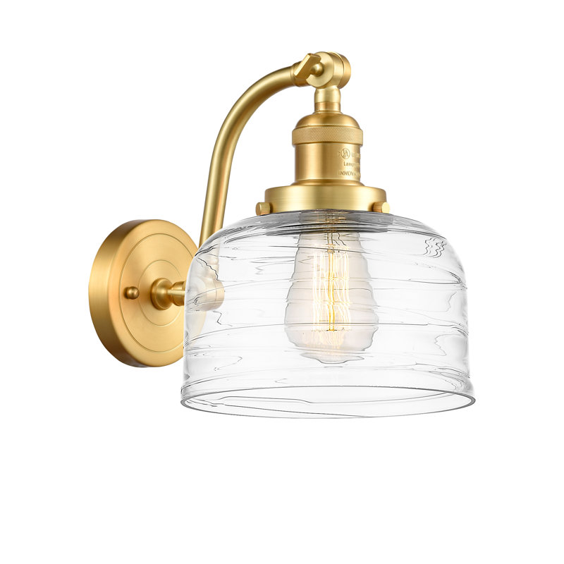 Applique murale 1 lumière 8 po Bell, Ampoule à DEL rétro de 6 watts, Plaqué couleur fumée, Or satiné