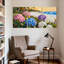 Ensemble de 3 tableaux sur toile tendue représentant des hortensias au coucher du soleil sur la plage-1024667673