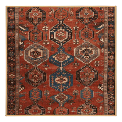 Machine Washable Persian Brown Area Rug