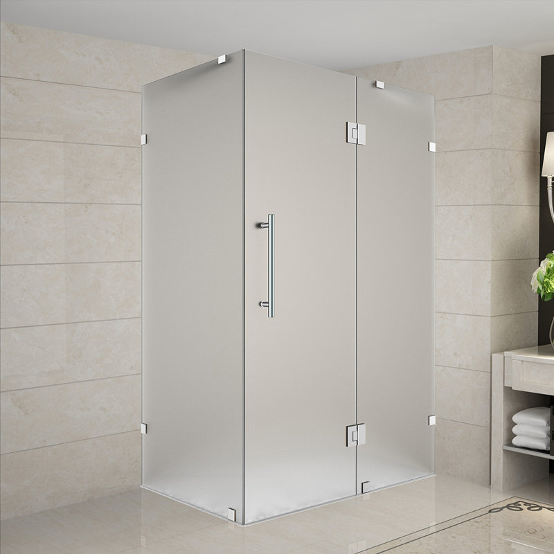 Cabine de douche à charnière rectangulaire Avalux, Acier inoxydable brossé, l 42 po x H 72 po