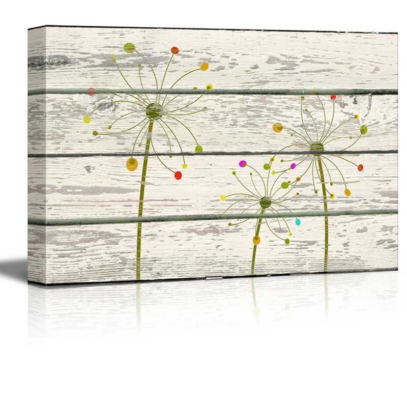 Pissenlit, art déco, fleurs, art rustique, H 12 po x l 18 po