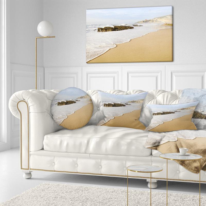 Coussin de seascape magoito beach portugal, 18 po x 18 po, Coussin décoratif