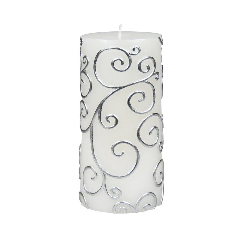 Bougie cylindrique sans parfum à volute, H 6 po x D 3 po, Blanc, Ensemble de 12