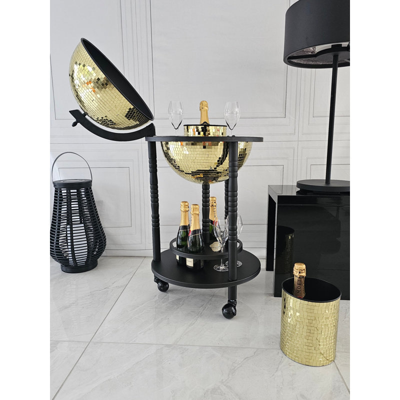 Metal Globe Bar,  Black/Gold