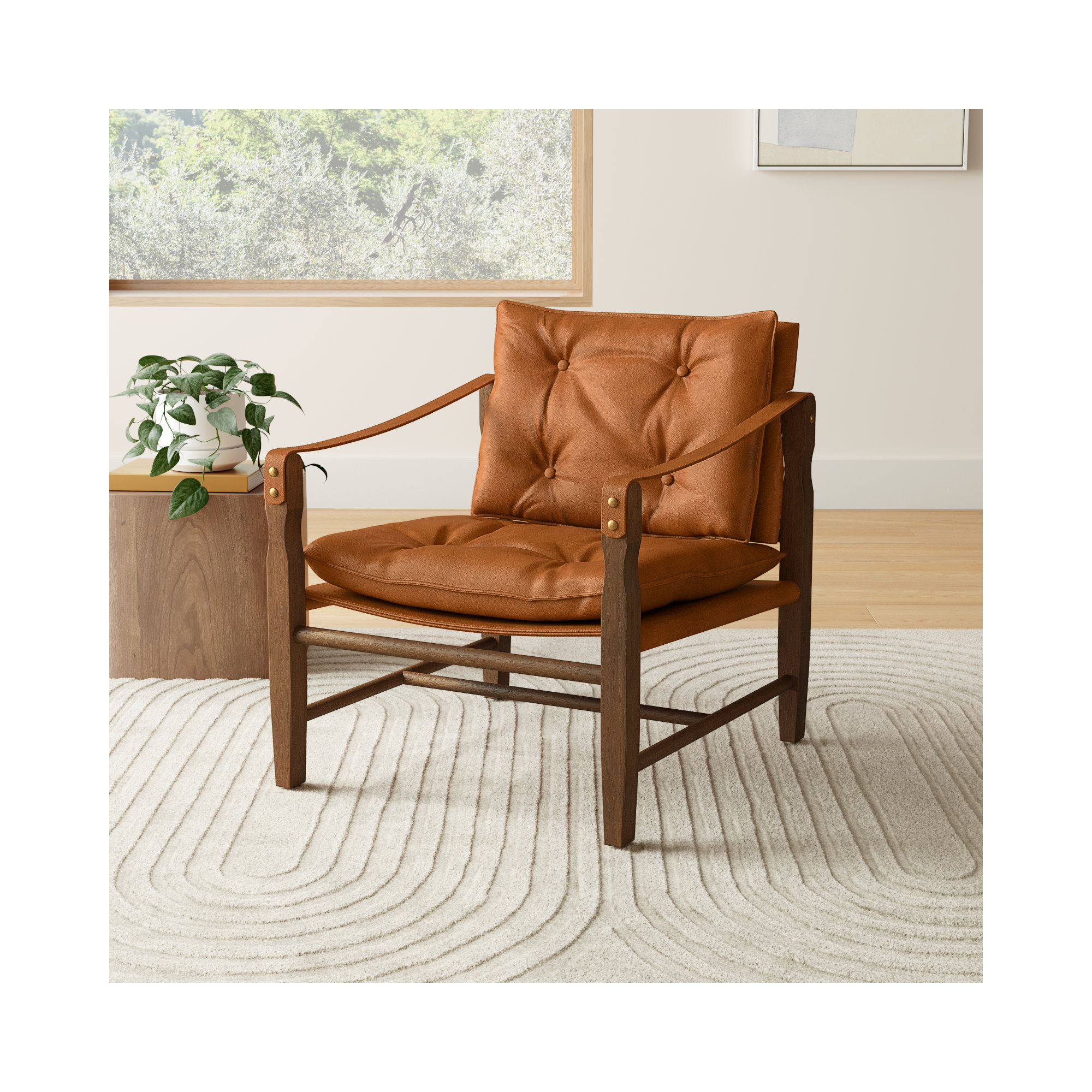 Favian 25.5'' Wide Armchair, Kennison Cognac Genuine Leather