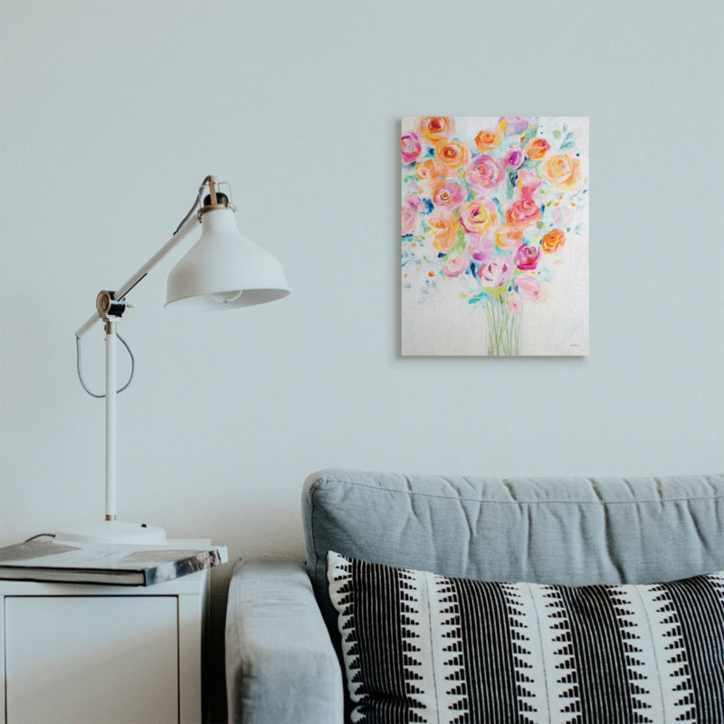 Festive Spring Florals Organic Curved Petals - Print, 20" H x 16" W x 1.5" D, Wrapped Canvas