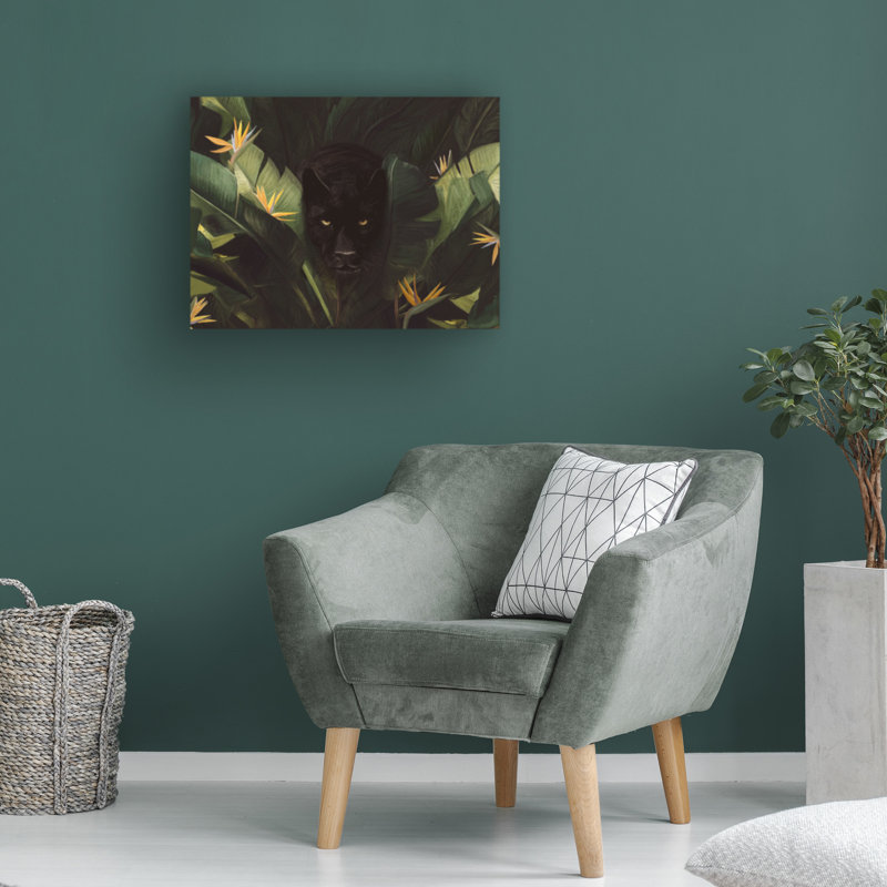 " Wrapped Canvas Wall Art - Florent Bodart 'Hello Panther' Wall Art For Living Room, Bedroom, Or Office Décor - 47x35 " by Florent Bodart