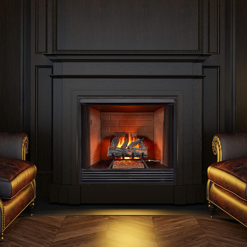 18-Inch Natural Gas Vented Fireplace Log Set with Match Light