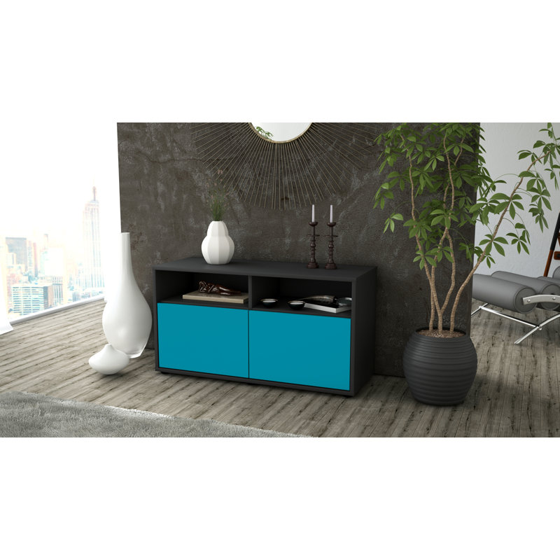 Odum 92 cm W Chest of Drawers, Anthracite/Dark blue
