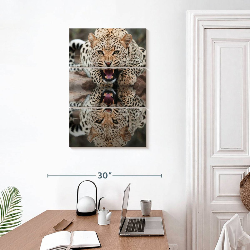 Brampt Leopard Growling Reflection, 32" H x 20" W