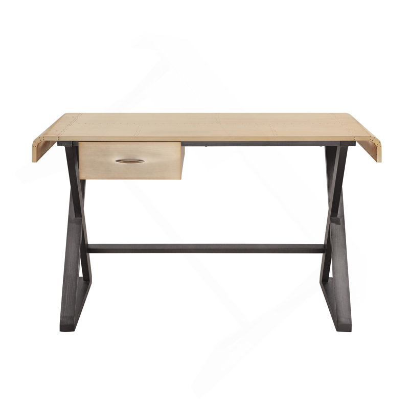 Gold Aluminum Rectangular Writing Desk