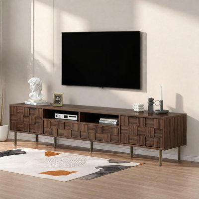 Castina Mid Century  TV Stand With 2 Drawers, 2 Cabinets And Elegant Lines Design