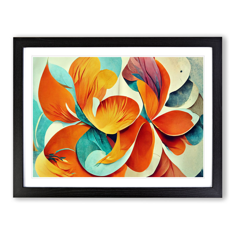 Artistic Flowers Abstract Vol.6 - Single Picture Frame Print, Black Framed, 46cm H x 64cm W x 2cm D
