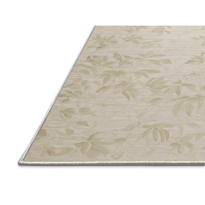 Tapis beige soyeux et moelleux, Carré 8 pi