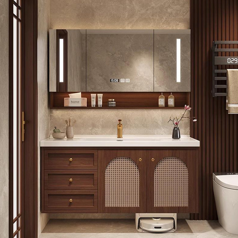 American-style simple retro bathroom Vanity, Brown, 21.7" H x 51.2" W x 19.7" D