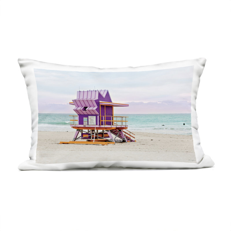 Coussin d'extérieur à imprimé mauve Lifeguard