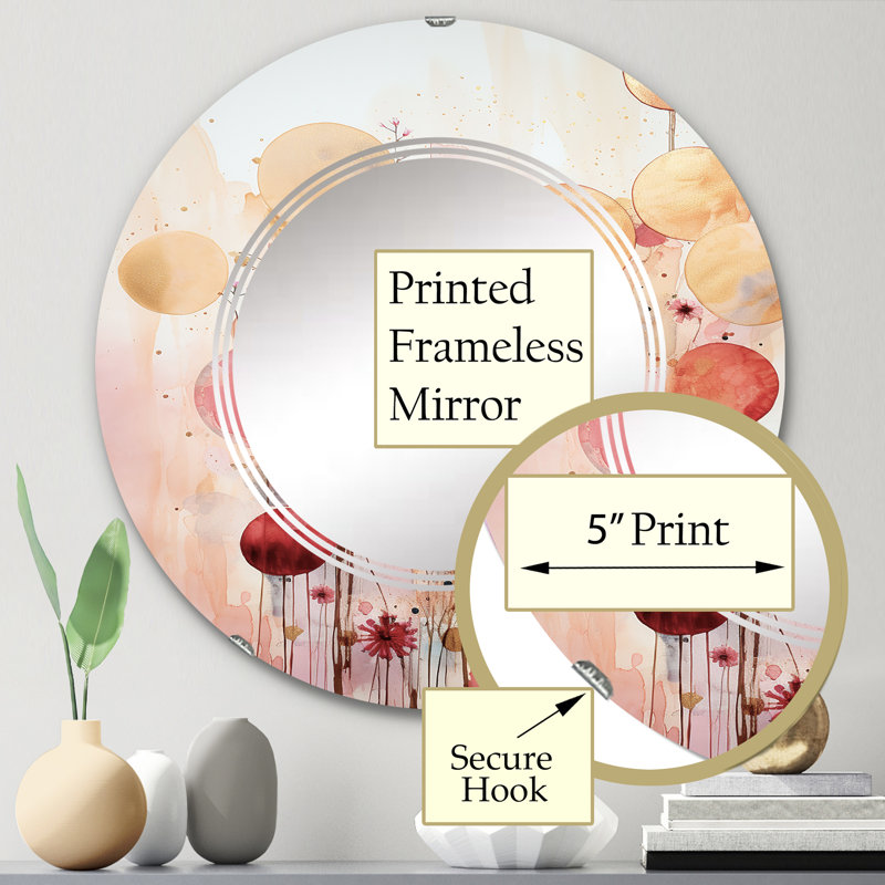 Heratio - Miroir mural rond moderne, 24 po x 24 po