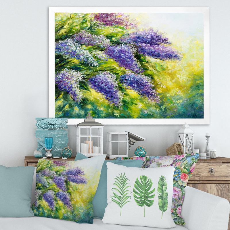 «Lilac Tree in the Garden Impressionism», peinture sur toile à cadre flottant, H 12 po x l 20 po x p 1 po
